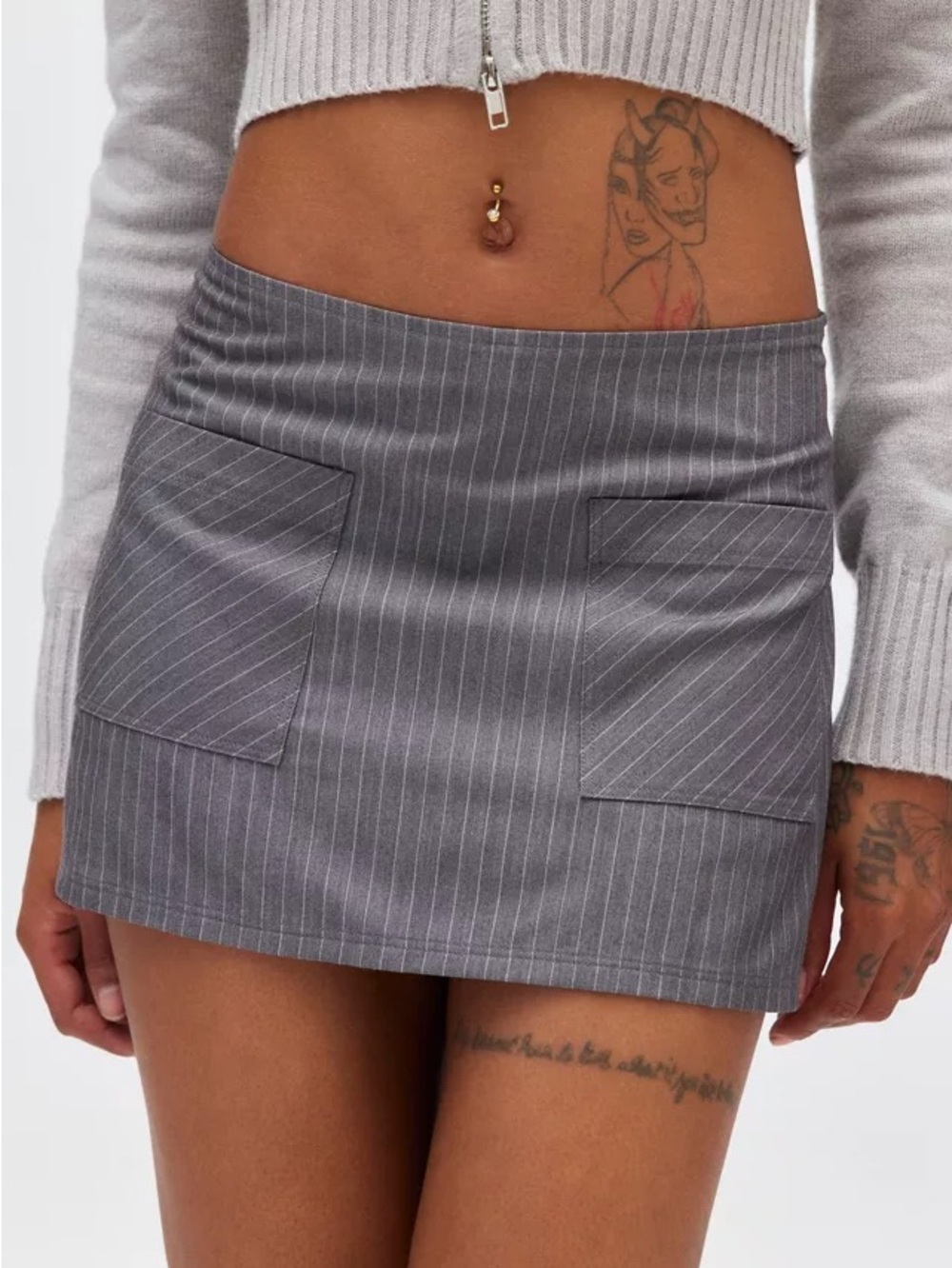 Urban Outfitters Gray Pinstripe Low Rise Mini Skirt